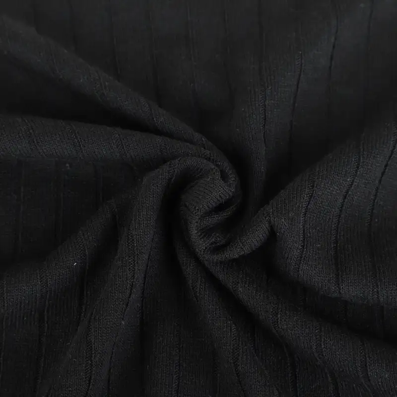 China Fabric for Polo Shirt,Hoodie Rib Knit Fabric Polyester Rayon Spandex Black color buy from China wholesaler bulk order at wholesale price free worldwide shipping Alibaba