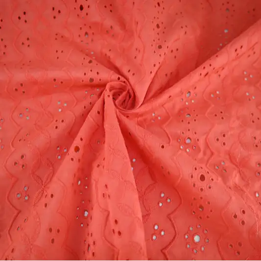 India Fabric for Skirt,Dresses (Cardigan Open) (Sweater) Schiffli Synthetic Woven Fabric Cotton Red color buy from India wholesaler bulk order at wholesale price free worldwide shipping Alibaba