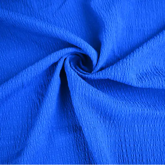 India Fabric for Blouse Polyester Crinkle Fabric Synthetic Woven Fabric Polyester Spandex Blue color buy from India wholesaler bulk order at wholesale price free worldwide shipping Alibaba