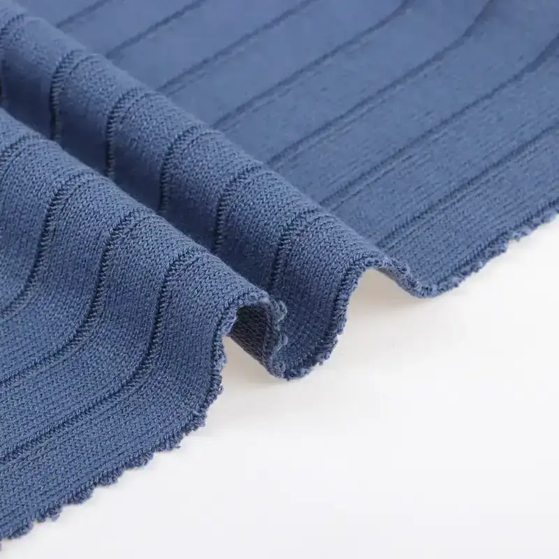 China Fabric for Tank Top,Ladies Vest (Sweater),Men’s Vest (Sweater) Rib Knit Fabric Polyester Rayon Elastane blue color buy from China wholesaler bulk order at wholesale price free worldwide shipping Alibaba
