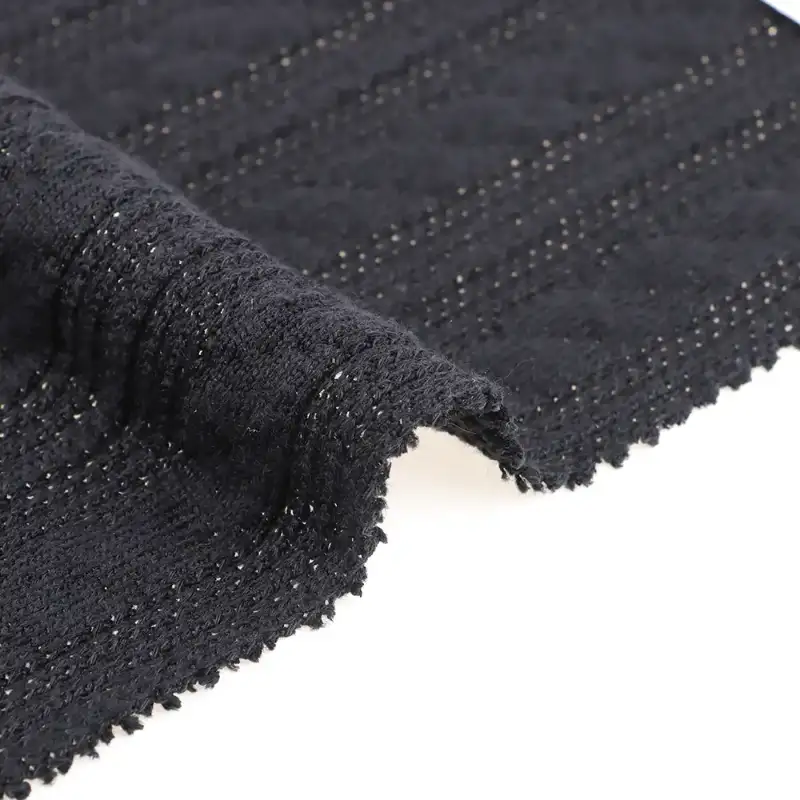 China Fabric for Open Cardigan (Sweater) Weft Jacquard Knit Fabric Polyester Elastane black color buy from China wholesaler bulk order at wholesale price free worldwide shipping Alibaba