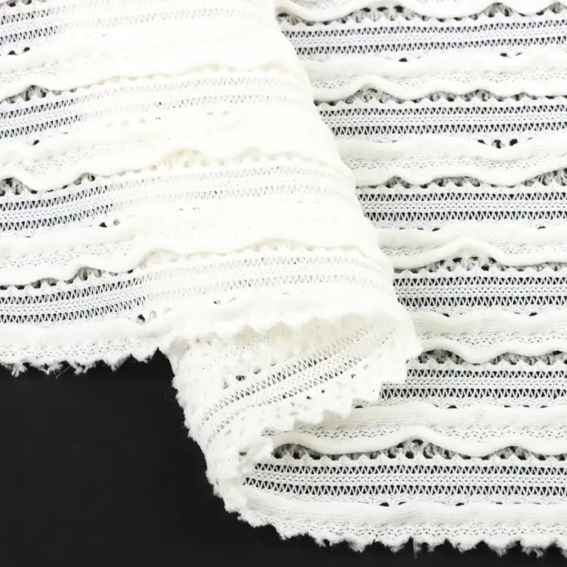 China Fabric for Tank Top,Blouse,Dresses (Pullover) (Sweater) Lace Knit Fabric Polyester Elastane creamy white color buy from China wholesaler bulk order at wholesale price free worldwide shipping Alibaba