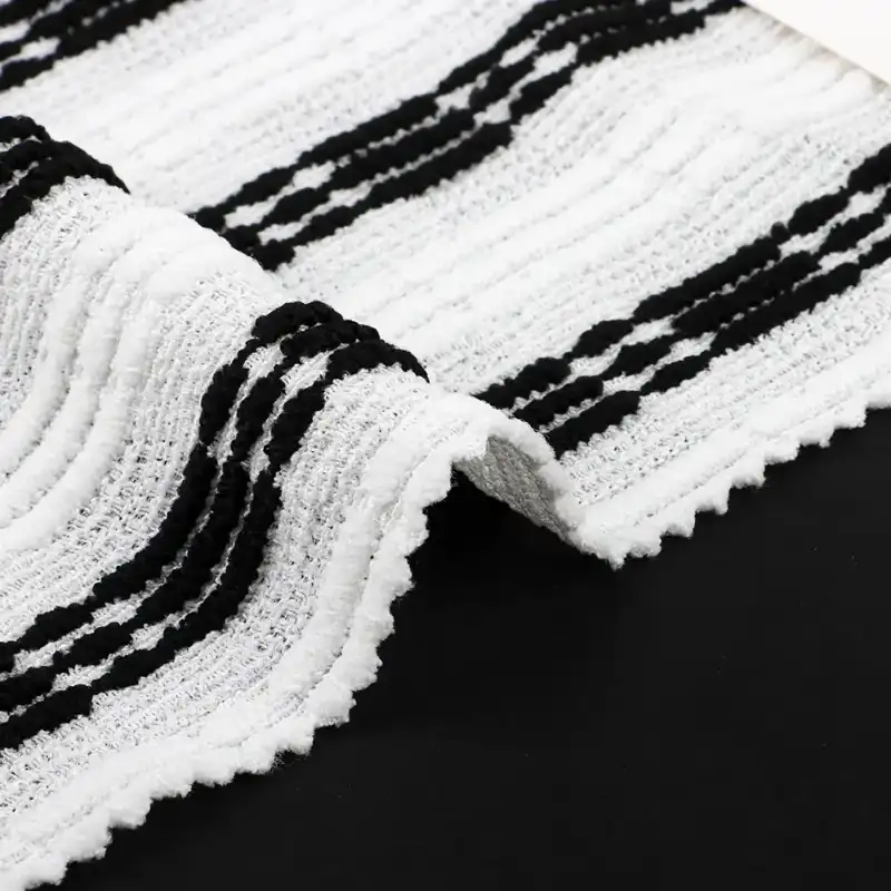 China Fabric for Tank Top,Blouse,Ladies Vest (Sweater) Lace Knit Fabric Polyester Elastane black/white color buy from China wholesaler bulk order at wholesale price free worldwide shipping Alibaba
