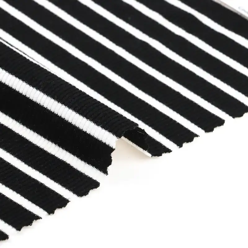 China Fabric for T-Shirt,Tank Top,Hoodie  (Sweater),Dresses (Pullover) (Sweater) Rib Knit Fabric Polyester Rayon Elastane black/white color buy from China wholesaler bulk order at wholesale price free worldwide shipping Alibaba