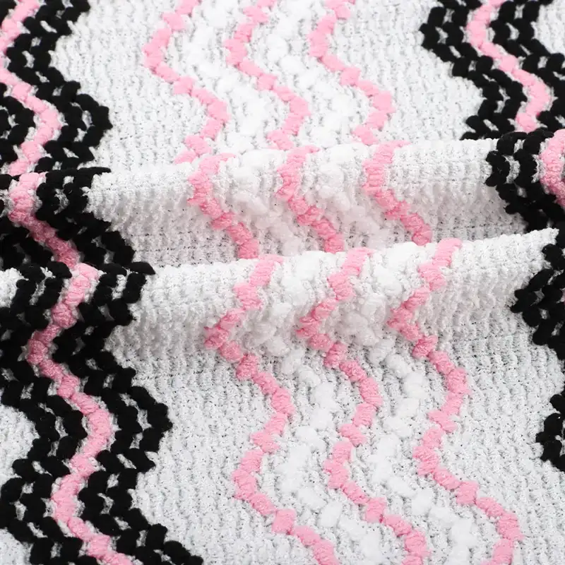 China Fabric for T-Shirt,Blouse,Dresses (Pullover) (Sweater) Weft Jacquard Knit Fabric Polyester Elastane Pinky /white/ black color buy from China wholesaler bulk order at wholesale price free worldwide shipping Alibaba
