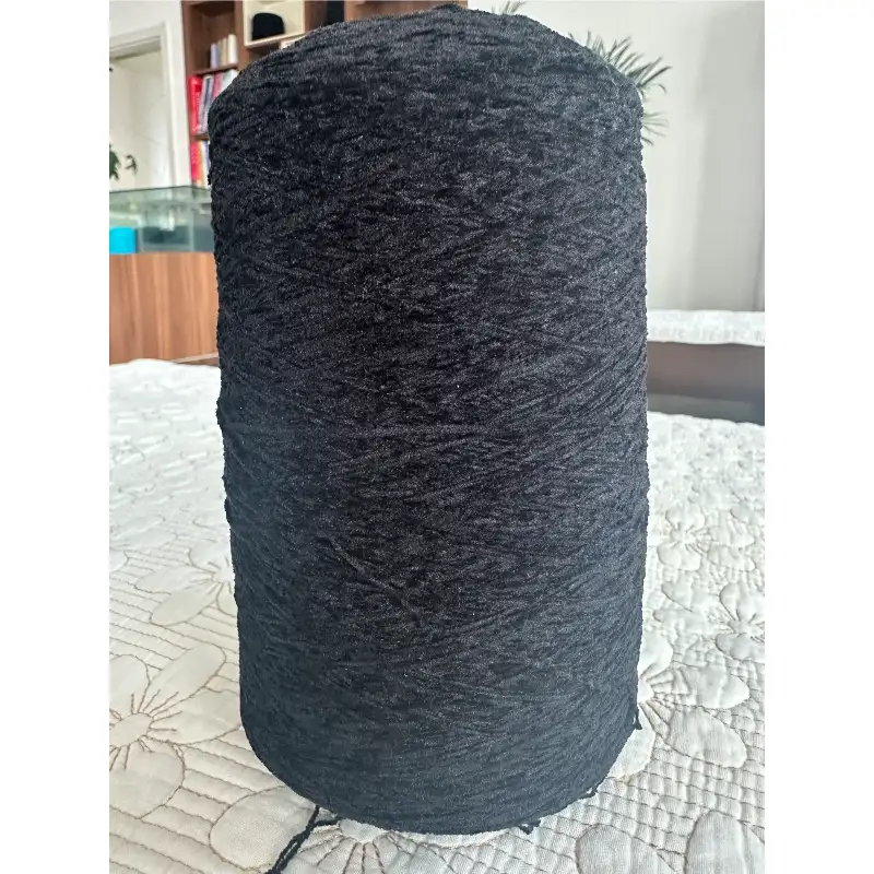 China Yarn for Crop Top,Ladies Vest (Sweater),Men’s Vest (Sweater),Crop Top Pullover (Sweater) Matt Chenille Fancy Yarn Polyester BLACK ONYX color buy from China wholesaler bulk order at wholesale price free worldwide shipping Alibaba