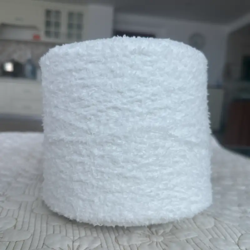 China Yarn for Crop Top,Pajamas,Ladies Vest (Sweater),Open Cardigan (Sweater),Round Neck Pullover (Sweater),Knitted Trousers (Sweater),Skirt (Sweater),Loungewear Teddy Yarn Fancy Yarn Polyester white color buy from China wholesaler bulk order at wholesale price free worldwide shipping Alibaba