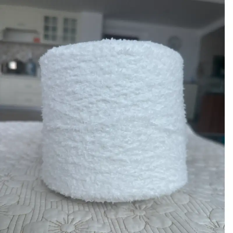 China Yarn for Pajamas,Ladies Vest (Sweater),Crew Neck Pullover (Sweater),Crop Top Pullover (Sweater),Loungewear Teddy Yarn Fancy Yarn Polyester white color buy from China wholesaler bulk order at wholesale price free worldwide shipping Alibaba