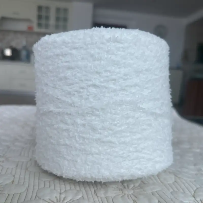 China Yarn for Crop Top,Pajamas,Open Cardigan (Sweater),Round Neck Pullover (Sweater),Crop Top Pullover (Sweater) Teddy Yarn Fancy Yarn Polyester white color buy from China wholesaler bulk order at wholesale price free worldwide shipping Alibaba