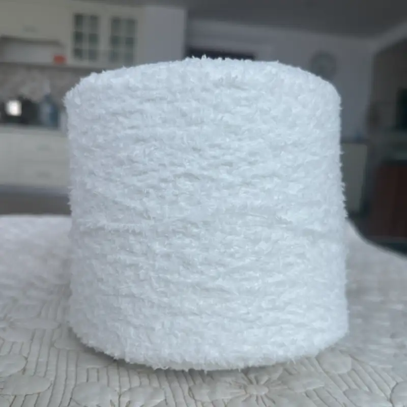 China Yarn for Crop Top,Pajamas,Open Cardigan (Sweater),Crew Neck Pullover (Sweater),Crop Top Pullover (Sweater) Teddy Yarn Fancy Yarn Polyester white color buy from China wholesaler bulk order at wholesale price free worldwide shipping Alibaba