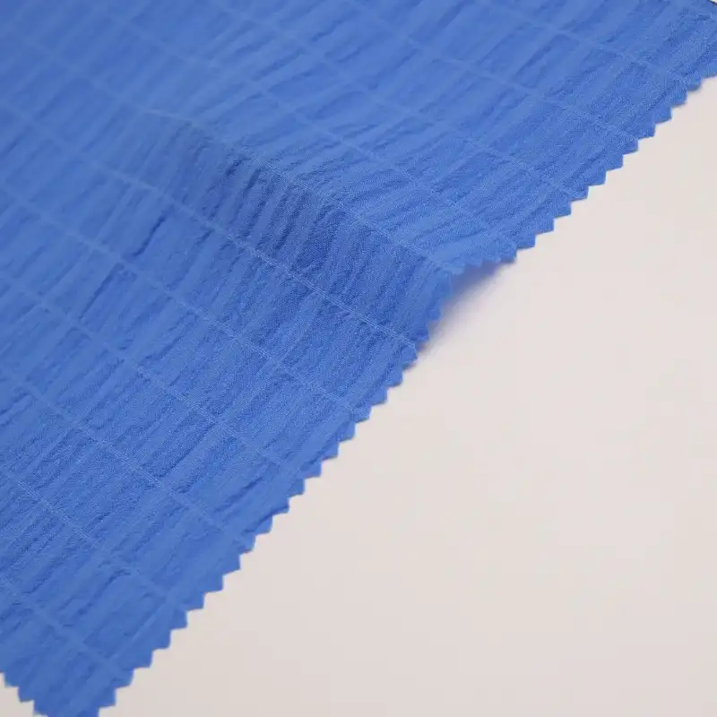 China Fabric for Shirt,Shirt Long Sleeve Button (Sweater),Shirt Half Sleeve Button (Sweater) Cotton Crepe Natural Woven Fabric Polyester Spandex blue color buy from China wholesaler bulk order at wholesale price free worldwide shipping Alibaba