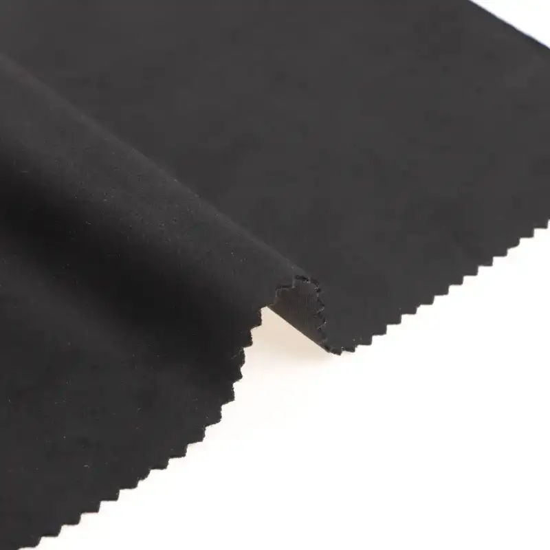 China Fabric for Jackets Weft Suede Knit Fabric Polyester Spandex Black color buy from China wholesaler bulk order at wholesale price free worldwide shipping Alibaba