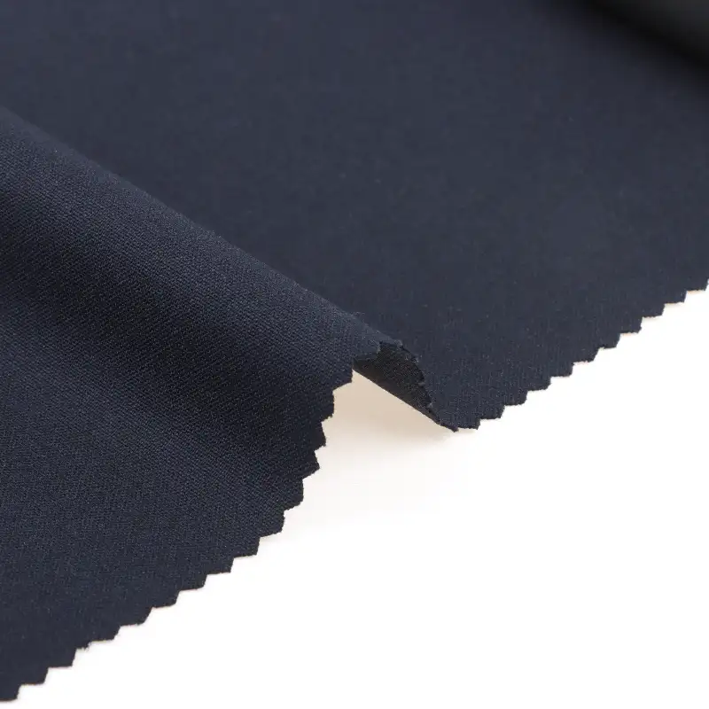 China Fabric for Pants Polyester/Rayon Plain Woven Blended Fabric Polyester Rayon Spandex Blue color buy from China wholesaler bulk order at wholesale price free worldwide shipping Alibaba