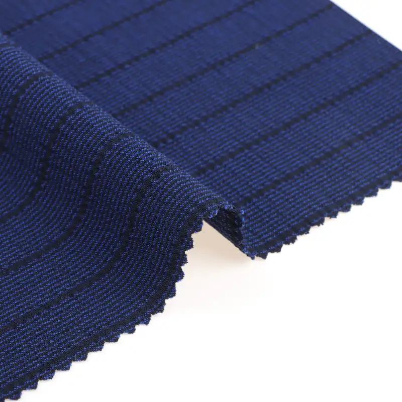 China Fabric for Pants Polyester/Rayon Plain Woven Blended Fabric Polyester Rayon Spandex Blue color buy from China wholesaler bulk order at wholesale price free worldwide shipping Alibaba
