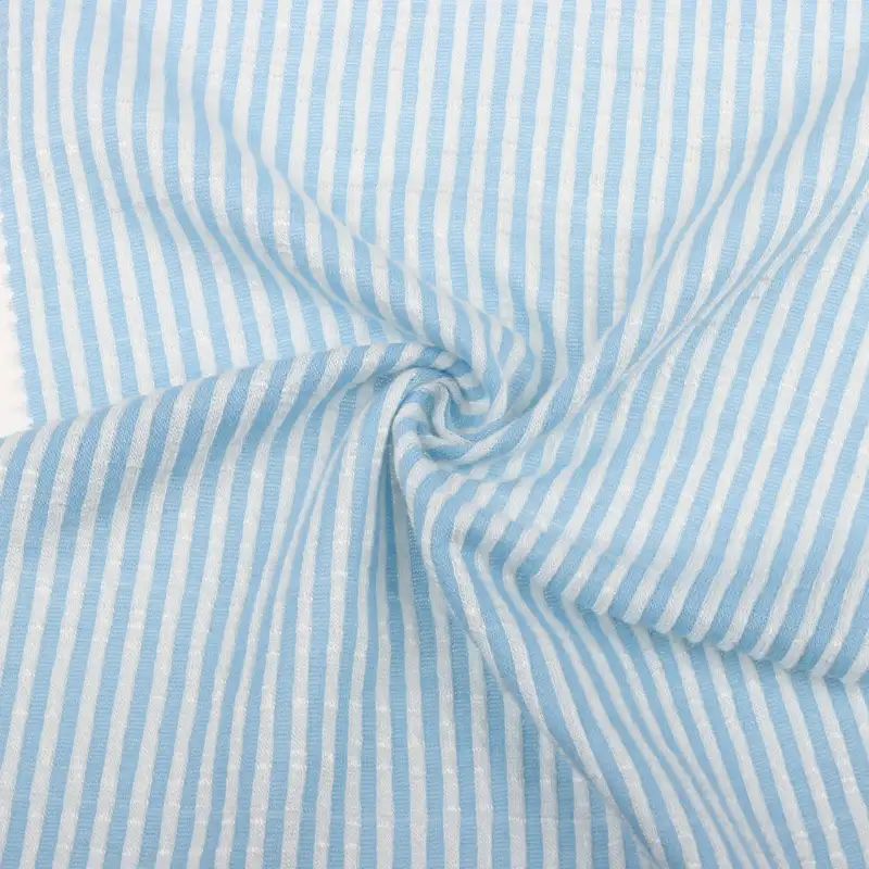 China Fabric for T-Shirt,Shorts Weft Jacquard Knit Fabric Rayon Polyester Spandex Blue and white color buy from China wholesaler bulk order at wholesale price free worldwide shipping Alibaba