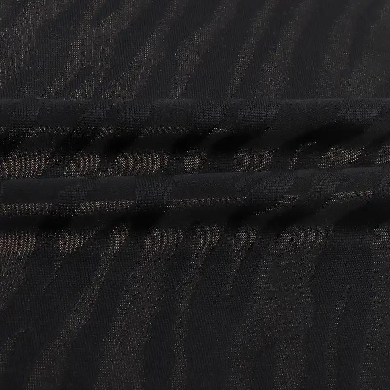China Fabric for T-Shirt,Shorts,Loungewear Weft Jacquard Knit Fabric Polyester Spandex Black color buy from China wholesaler bulk order at wholesale price free worldwide shipping Alibaba