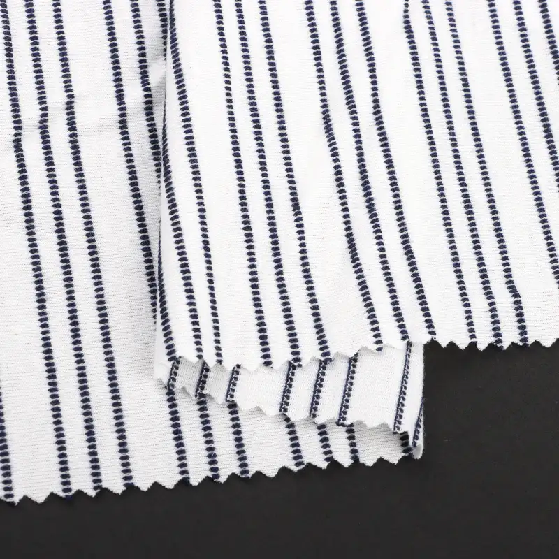 China Fabric for T-Shirt,Loungewear Weft Jacquard Knit Fabric Polyester Rayon Spandex stripe color buy from China wholesaler bulk order at wholesale price free worldwide shipping Alibaba