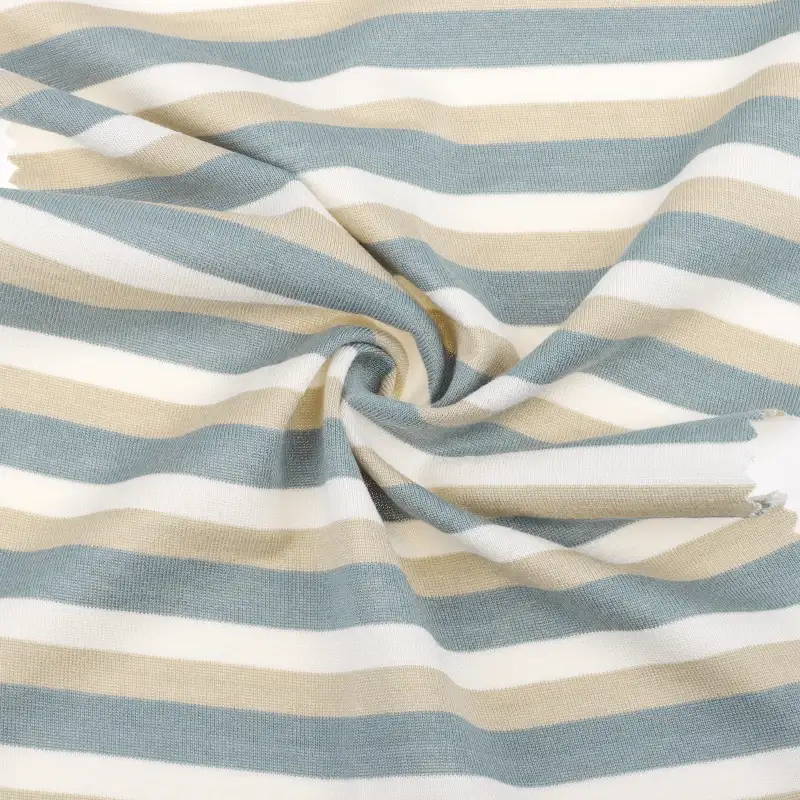 China Fabric for T-Shirt,Shorts,Loungewear Single Jersey Knit Fabric Rayon Polyester stripe color buy from China wholesaler bulk order at wholesale price free worldwide shipping Alibaba