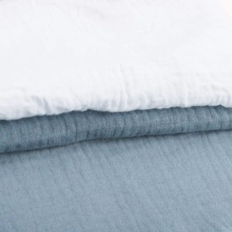 China Fabric for T-Shirt,Shorts Cotton Double Layer Crepe Gauze Natural Woven Fabric Cotton White、Blue color buy from China wholesaler bulk order at wholesale price free worldwide shipping Alibaba