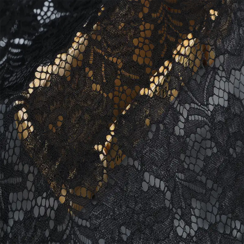 China Fabric for Skirt Lace Knit Fabric Polyester Black color buy from China wholesaler bulk order at wholesale price free worldwide shipping Alibaba