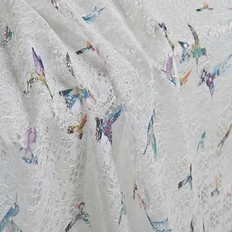 China Fabric for Shirt,Skirt Lace Knit Fabric Polyester White color buy from China wholesaler bulk order at wholesale price free worldwide shipping Alibaba