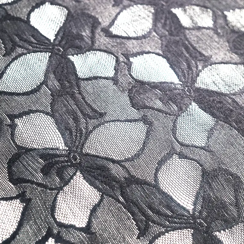 China Fabric for Skirt Lace Knit Fabric Nylon Spandex Black color buy from China wholesaler bulk order at wholesale price free worldwide shipping Alibaba