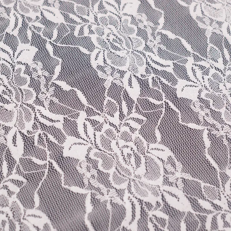 China Fabric for Skirt Lace Knit Fabric Nylon Spandex White color buy from China wholesaler bulk order at wholesale price free worldwide shipping Alibaba