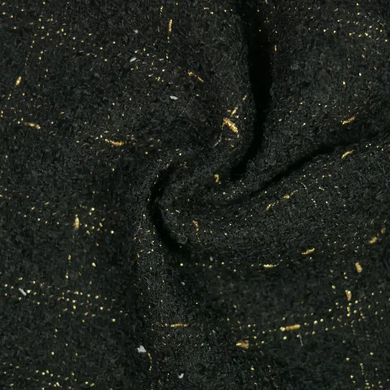 China Fabric for Suit,Uniform Chanel-Style Fabric Woolen Polyester Wool Cotton Viscose Lurex Black color buy from China wholesaler bulk order at wholesale price free worldwide shipping Alibaba