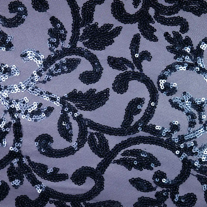 China Fabric for T-Shirt,Skirt (Sweater) Sequined Mesh Fabric Knit Fabric Polyester Spandex Navy color buy from China wholesaler bulk order at wholesale price free worldwide shipping Alibaba