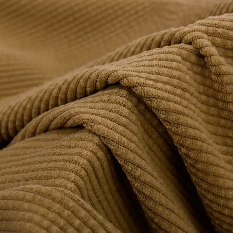 China Fabric for Pants,Jackets,Skirt,Hoodie,Pajamas,Full-Zipper Cardigan (Sweater) knitted Corduroy Knit Fabric Polyester Elastane Brown color buy from China wholesaler bulk order at wholesale price free worldwide shipping Alibaba