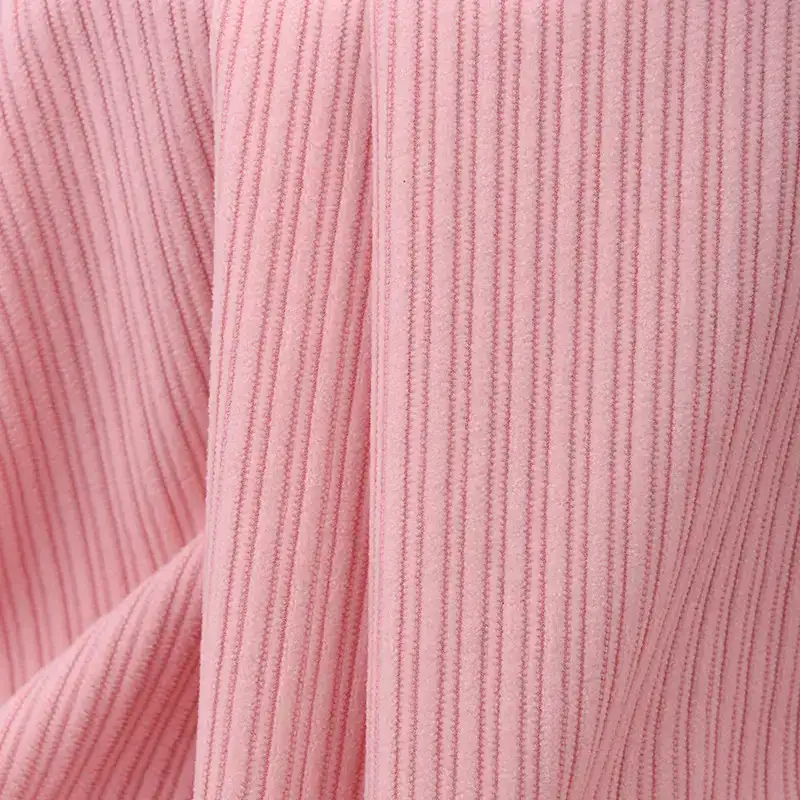China Fabric for Shirt,Pants,Polo Shirt,Blouse,Pajamas,Open Cardigan (Sweater),Shirt Long Sleeve Zipper (Sweater),Shirt Half Sleeve Button (Sweater),Crew Neck Pullover (Sweater),Loungewear,Sweatshirt knitted Corduroy Knit Fabric Polyester Pink color buy from China wholesaler bulk order at wholesale price free worldwide shipping Alibaba