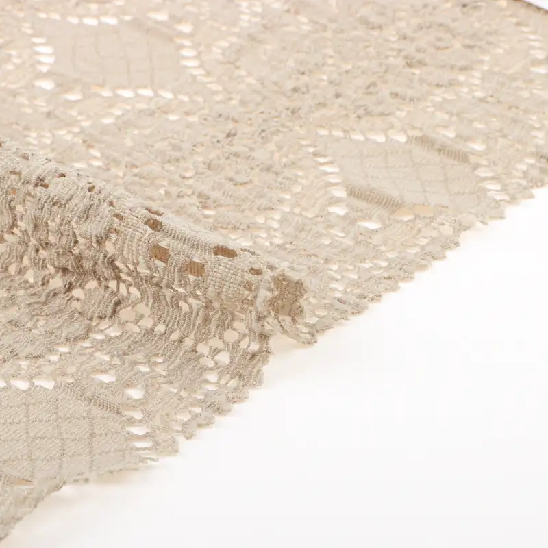 China Fabric for Crop Top,Skirt (Sweater) Lace Knit Fabric Polyester Spandex Gray color buy from China wholesaler bulk order at wholesale price free worldwide shipping Alibaba