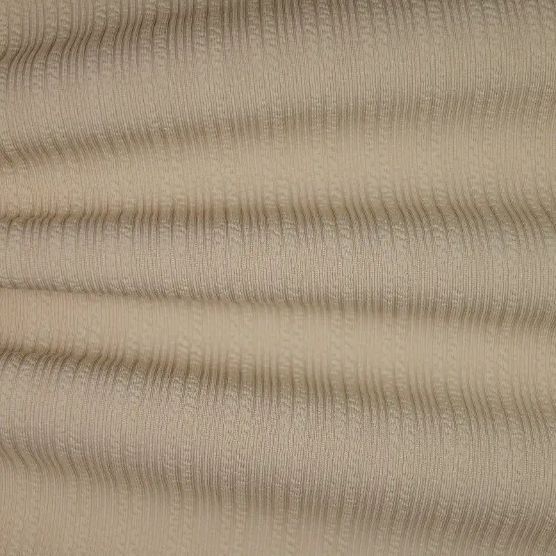China Fabric for Pants,Full-Zipper Cardigan (Sweater) Jacquard Knit Fabric Polyester Spandex Khaki color buy from China wholesaler bulk order at wholesale price free worldwide shipping Alibaba