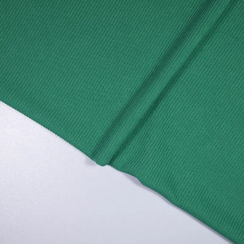 China Fabric for T-shirt (Sweater),Knitted Leggings (Sweater) Rib Knit Fabric Polyester Spandex Green color buy from China wholesaler bulk order at wholesale price free worldwide shipping Alibaba