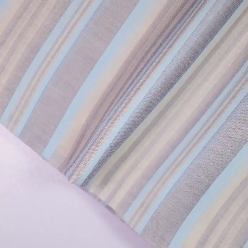 China Fabric for Shirt,Pants,Skirt,Shirt Long Sleeve Button (Sweater) Yarn Dyed Stripe Woven Blended Fabric Cotton Silk Blue color buy from China wholesaler bulk order at wholesale price free worldwide shipping Alibaba