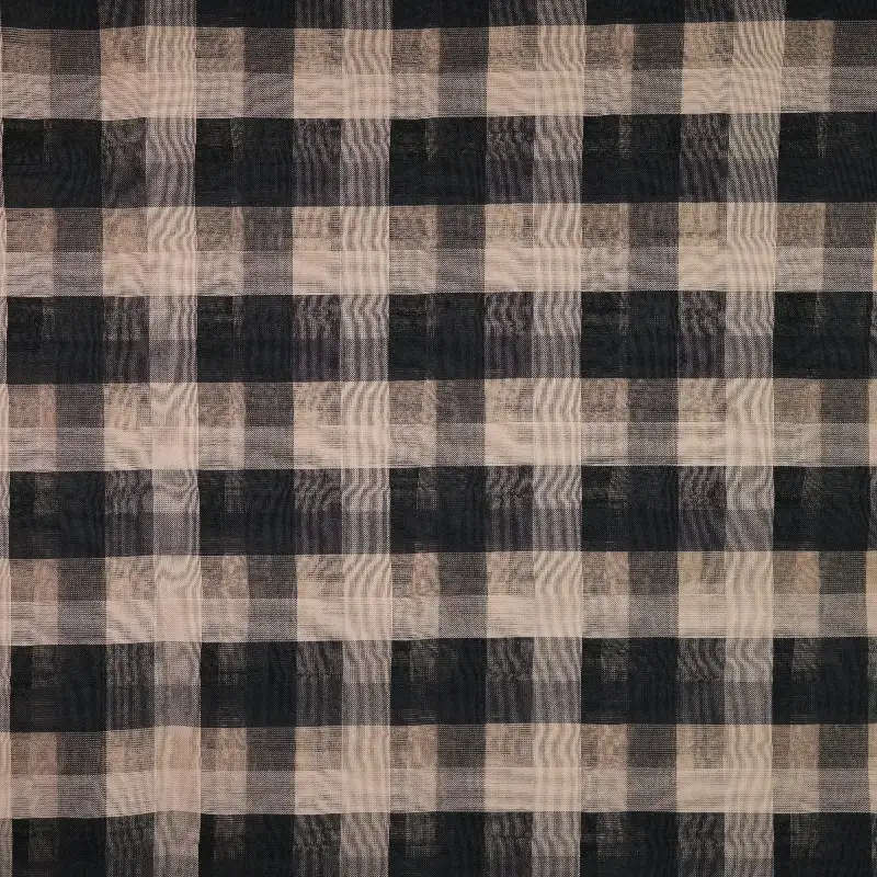 China Fabric for Shirt,Blouse,Crop Top,Shirt Long Sleeve Zipper (Sweater) Yarn Dyed Check Woven Blended Fabric Cotton Silk Black color buy from China wholesaler bulk order at wholesale price free worldwide shipping Alibaba