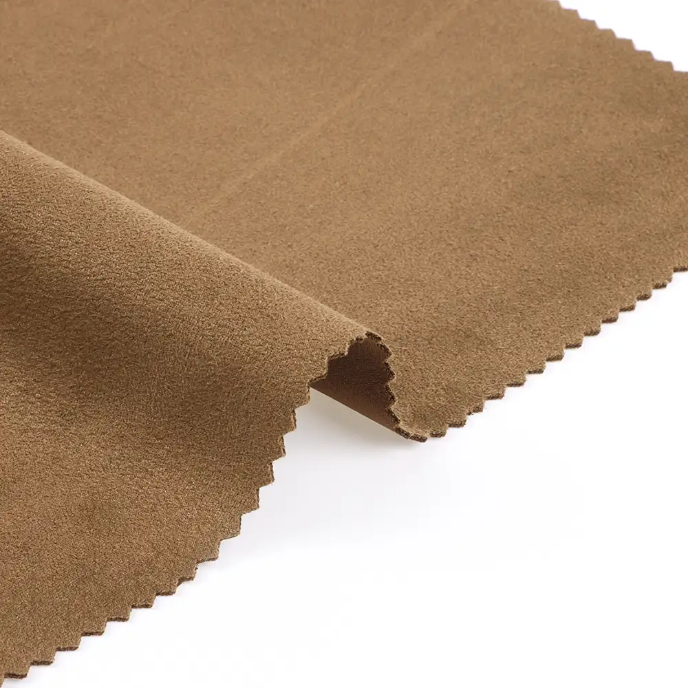 China Fabric for Blazer Warp Suede Knit Fabric Polyester Spandex Brown color buy from China wholesaler bulk order at wholesale price free worldwide shipping Alibaba