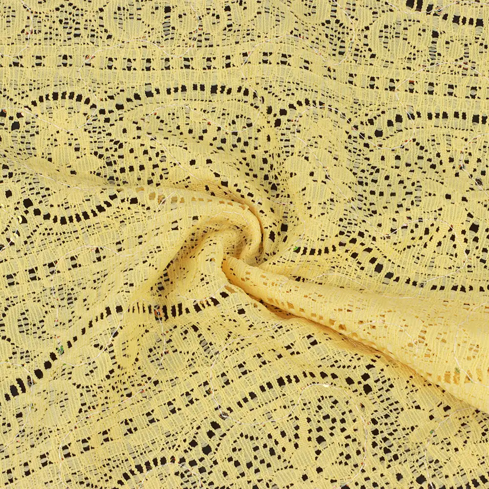 China Fabric for Blouse,Lingerie Lace Knit Fabric Cotton Nylon Yellow color buy from China wholesaler bulk order at wholesale price free worldwide shipping Alibaba