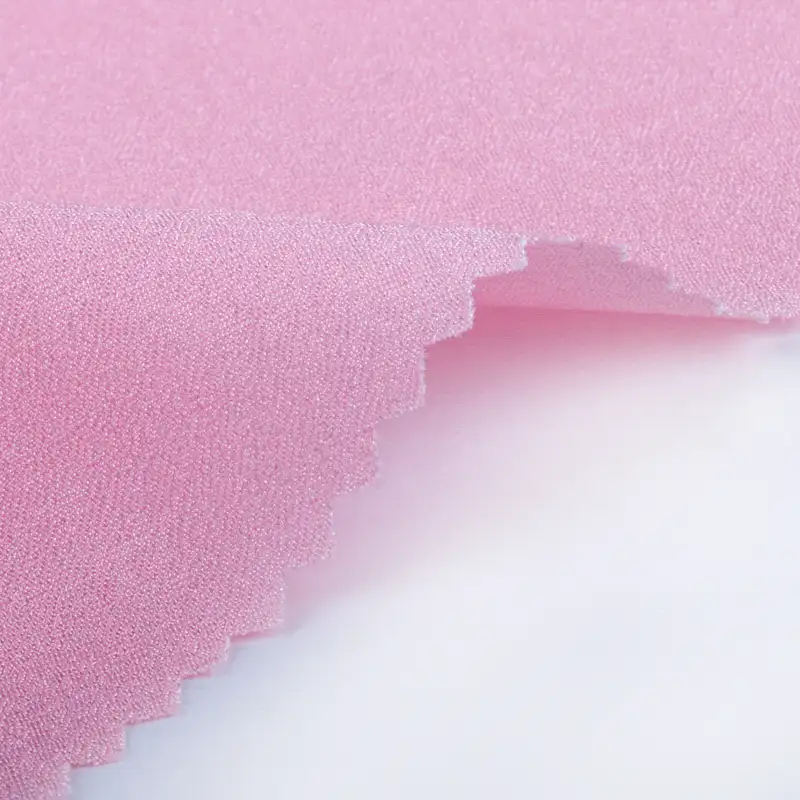China Fabric for Blouse,Crop Top,Skirt Polyester Crinkle Fabric Synthetic Woven Fabric Polyester Pink color buy from China wholesaler bulk order at wholesale price free worldwide shipping Alibaba
