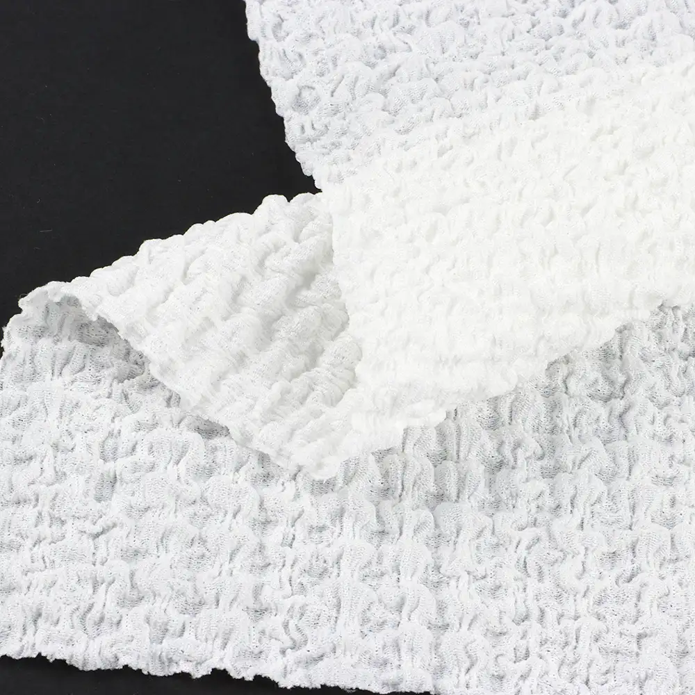 China Fabric for Loungewear,Sweatshirt,Hoodie Hacci Knit Fabric Polyester Spandex White color buy from China wholesaler bulk order at wholesale price free worldwide shipping Alibaba