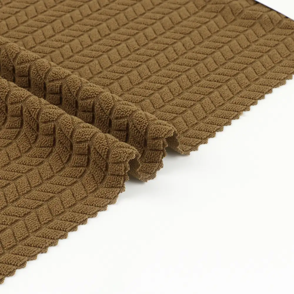 China Fabric for Waistcoat,Blazer Weft Jacquard Knit Fabric Polyester Spandex caramel color buy from China wholesaler bulk order at wholesale price free worldwide shipping Alibaba