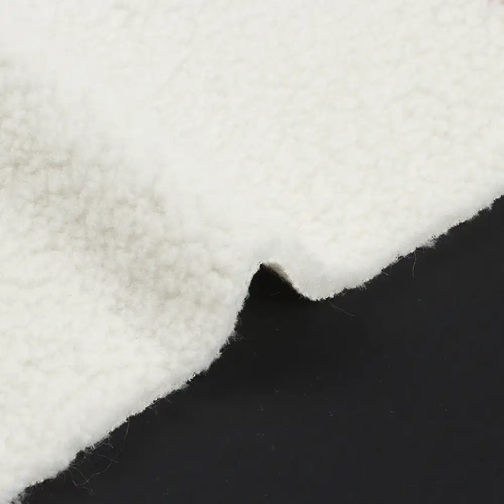 China Fabric for Overcoat,Bomber Jacket,Trench Coat Sherpa Knit Fabric Polyester White color buy from China wholesaler bulk order at wholesale price free worldwide shipping Alibaba