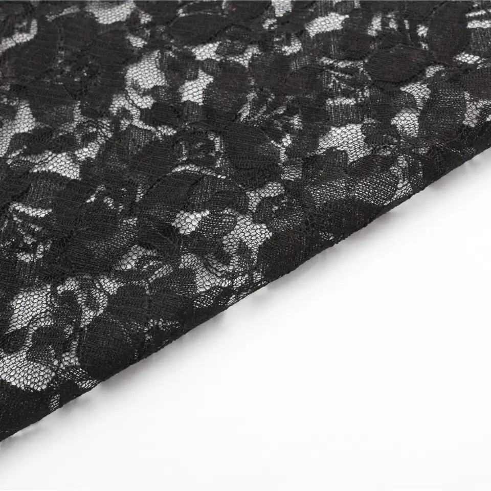 China Fabric for Skirt Lace Knit Fabric Polyester BLACK color buy from China wholesaler bulk order at wholesale price free worldwide shipping Alibaba