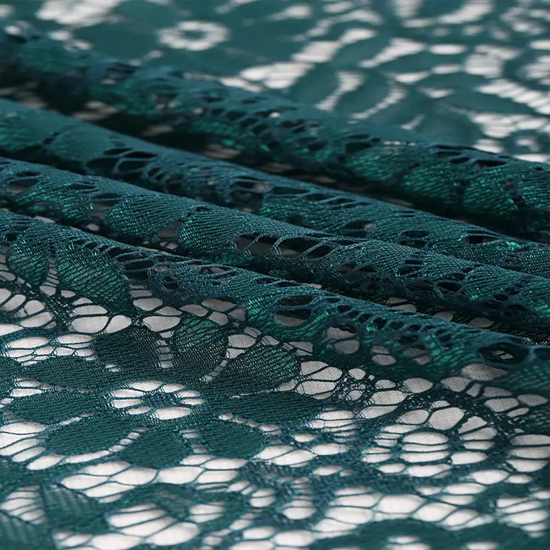 China Fabric for Shirt,Skirt Lace Knit Fabric Nylon Polyester DarkCyan color buy from China wholesaler bulk order at wholesale price free worldwide shipping Alibaba