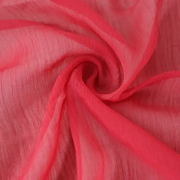 India Fabric for Blouse,Crop Top,Skirt Polyester chiffon Synthetic Woven Fabric Polyester RED color buy from India wholesaler bulk order at wholesale price free worldwide shipping Alibaba