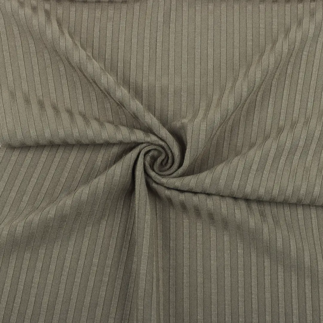 China Fabric for T-Shirt Rib Knit Fabric Viscose Elastane Olive Green color buy from China wholesaler bulk order at wholesale price free worldwide shipping Alibaba