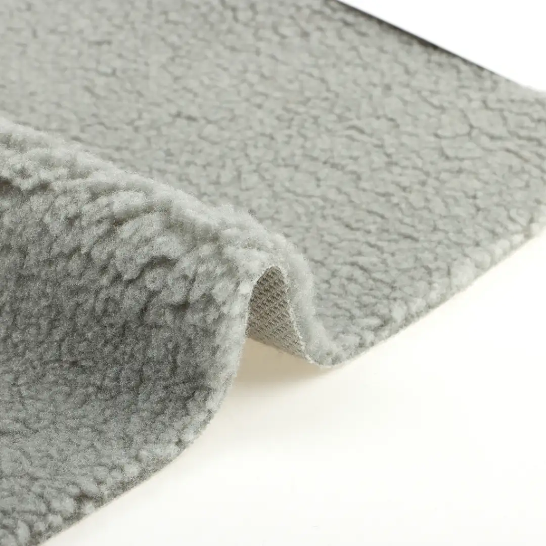 China Fabric for Jackets,Overcoat Sherpa Knit Fabric Polyester grey color buy from China wholesaler bulk order at wholesale price free worldwide shipping Alibaba