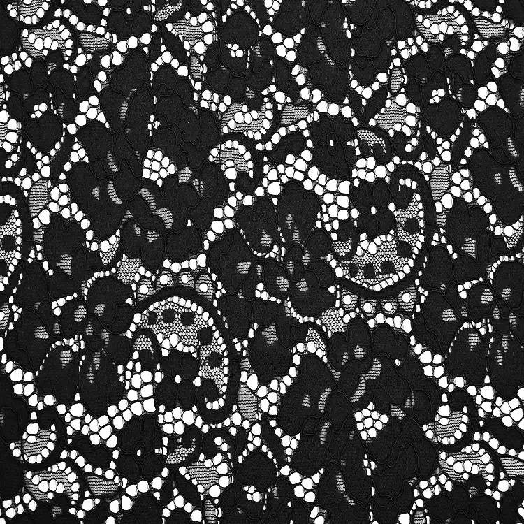 China Fabric for Lingerie,Skirt Lace Knit Fabric Cotton Nylon Rayon Black color buy from China wholesaler bulk order at wholesale price free worldwide shipping Alibaba