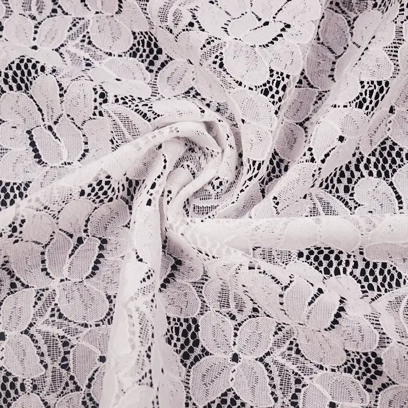China Fabric for Skirt Lace Knit Fabric Nylon Spandex White color buy from China wholesaler bulk order at wholesale price free worldwide shipping Alibaba
