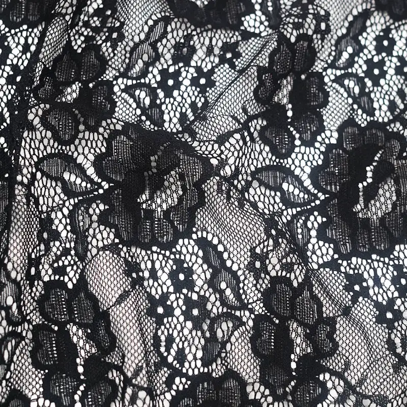 China Fabric for Skirt Lace Knit Fabric Nylon Spandex Black color buy from China wholesaler bulk order at wholesale price free worldwide shipping Alibaba